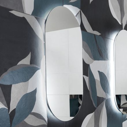 Spiegel aus poliertem Draht mit unregelmäßiger Form und Hintergrundbeleuchtung, hergestellt in Italien – Studie Viadurini