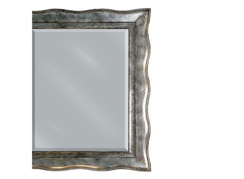 Spiegel aus Blattsilber und geschliffenem Spiegel, hergestellt in Italien – Rongo Viadurini