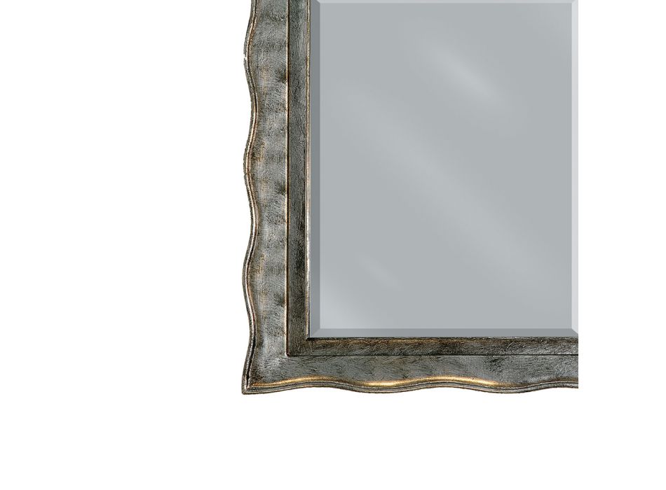 Spiegel aus Blattsilber und geschliffenem Spiegel, hergestellt in Italien – Rongo Viadurini