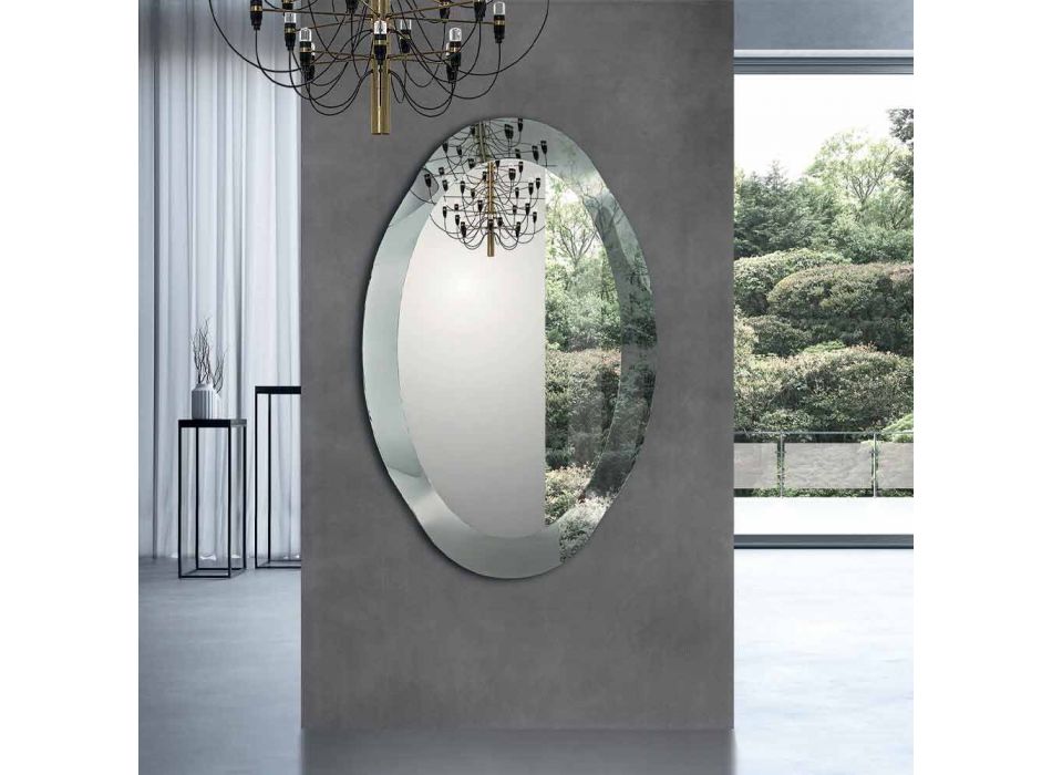 Ovaler Designspiegel in verspiegelter Kristalloptik, hergestellt in Italien – Eclisse Viadurini