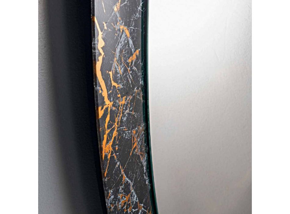 Ovaler Designspiegel mit Rahmen in Marmoroptik, hergestellt in Italien – Denisse Viadurini