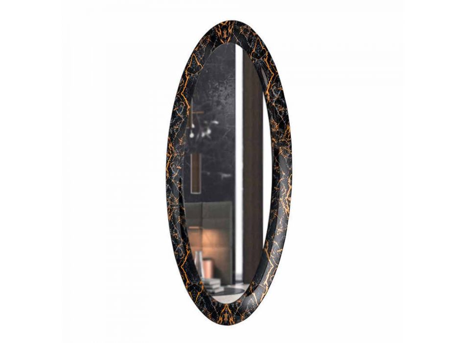 Ovaler Designspiegel mit Rahmen in Marmoroptik, hergestellt in Italien – Denisse Viadurini