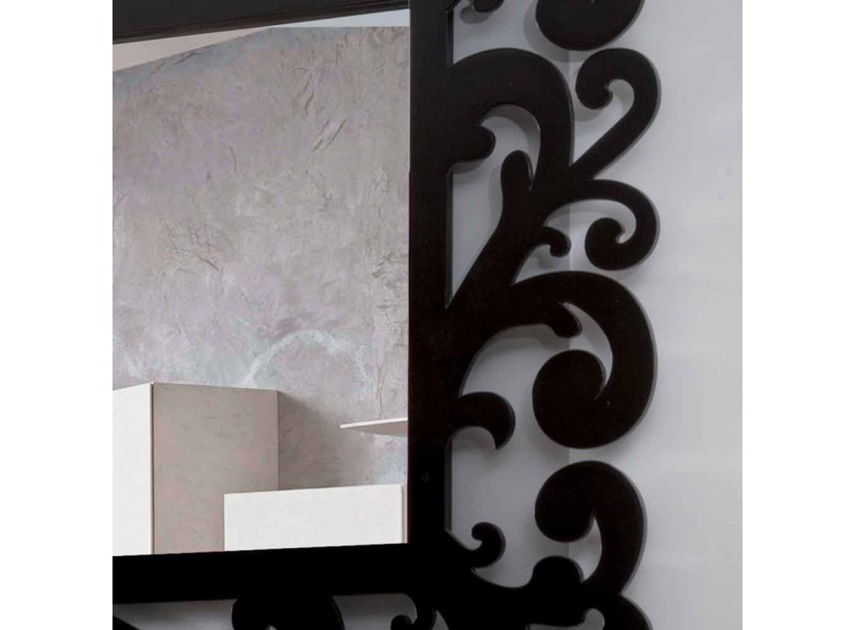 Großer rechteckiger Wandspiegel mit modernem Design aus schwarzem Holz - Manola Viadurini