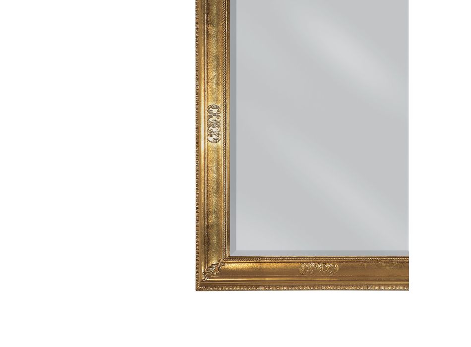 Rechteckiger Spiegel aus leicht antikisiertem Blattgold, hergestellt in Italien – Abeona Viadurini