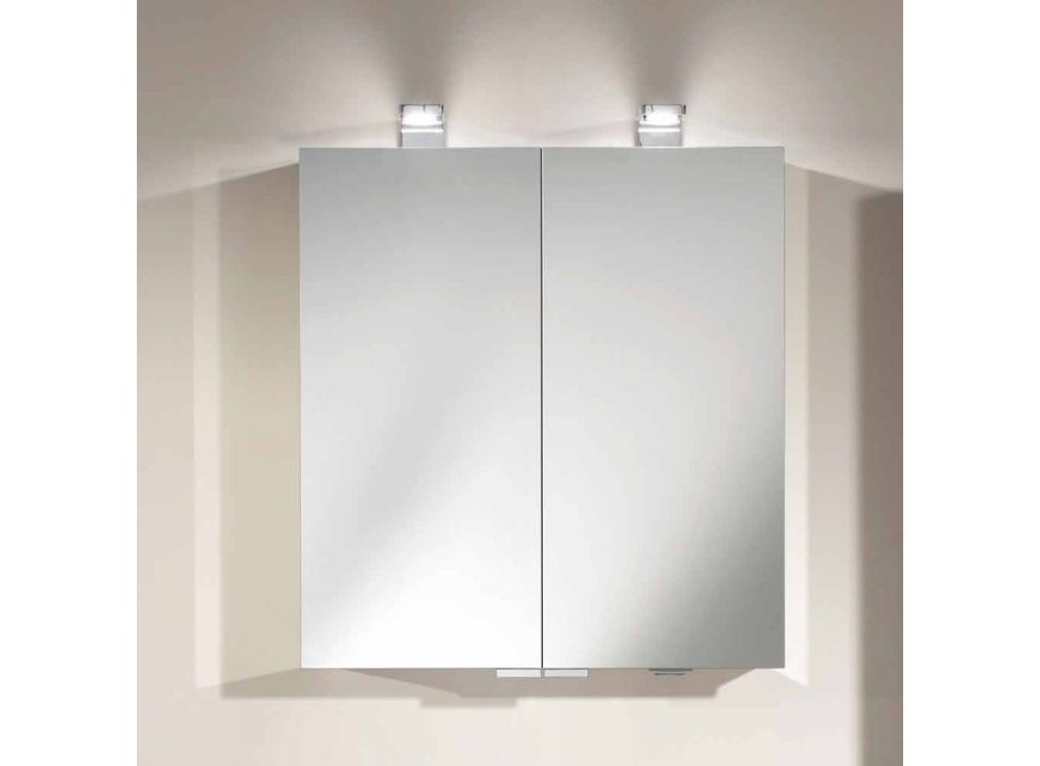 2-türiger Spiegel mit silbernem Aluminiumbehälter und Chromdetails - Maxi