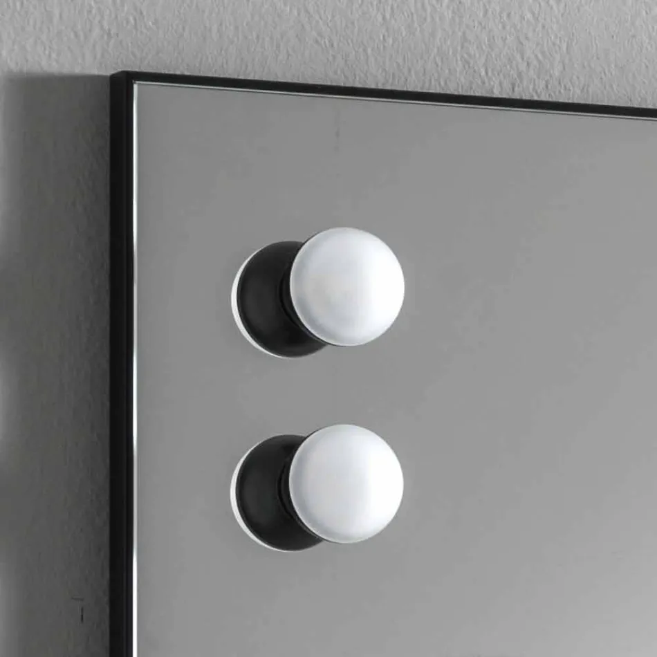 Wandspiegel mit 2 Glühbirnen und schwarzem Aluminiumrahmen Made in Italy - Rahmen Viadurini