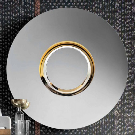 Runder Design-Wandspiegel mit goldenem Metall mit Mittelstück - Merale Viadurini