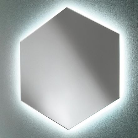 Geformter moderner Badezimmer-Wandspiegel mit hochwertigem LED-Licht - Crocchio Viadurini
