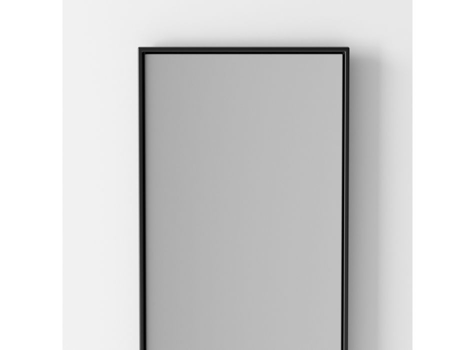Von hinten beleuchteter rechteckiger Wandspiegel mit schwarzem Rahmen, hergestellt in Italien – Riflessi Viadurini
