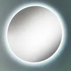 Runder Wandspiegel mit sandgestrahltem Rand und LED-Hintergrundbeleuchtung – Knopf Viadurini