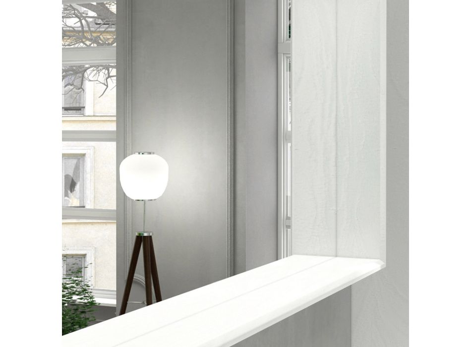 Wand-Badezimmerspiegel mit LED-Licht und Holzrahmen Made in Italy - Geppio Viadurini