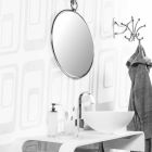 Runder Wand-Badezimmerspiegel aus verchromtem Ottome mit gealterter Rückseite - June Viadurini