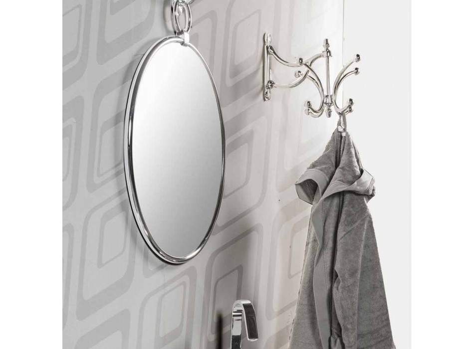 Runder Wand-Badezimmerspiegel aus verchromtem Ottome mit gealterter Rückseite - June Viadurini