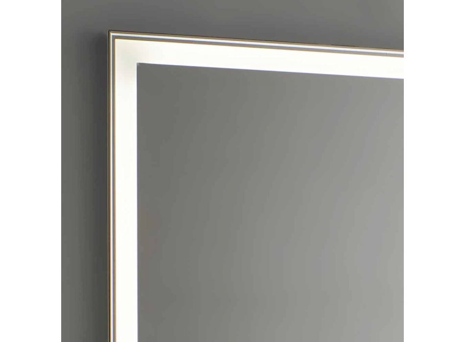 Badezimmerspiegel aus Aluminiumimitat mit Hintergrundbeleuchtung Made in Italy - Palau Viadurini
