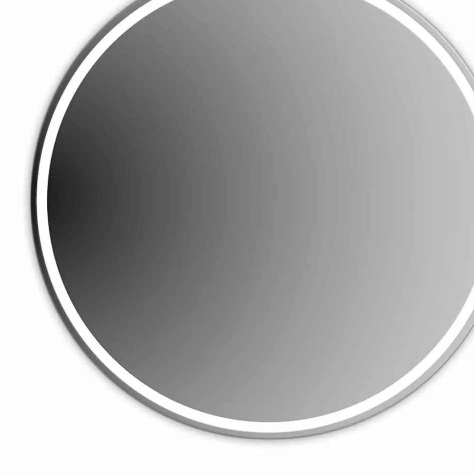 Runder, von hinten beleuchteter Badezimmerspiegel mit Sandstrahlung Made in Italy - Ranio Viadurini