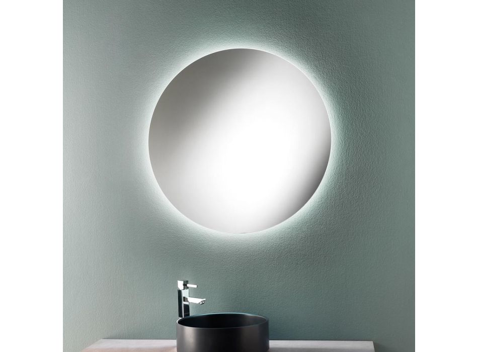 Minimaler runder Wand-Badezimmerspiegel mit 4000K-LED-Licht, hergestellt in Italien – Roteo Viadurini
