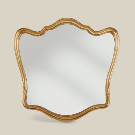 Klassischer spiegelförmiger Holzrahmen mit Blattgold Made in Italy - Jenny Viadurini