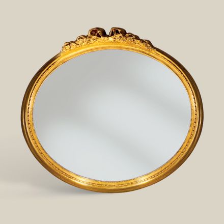 Klassischer ovaler Spiegel mit Blattgoldrahmen Made in Italy - Precious Viadurini