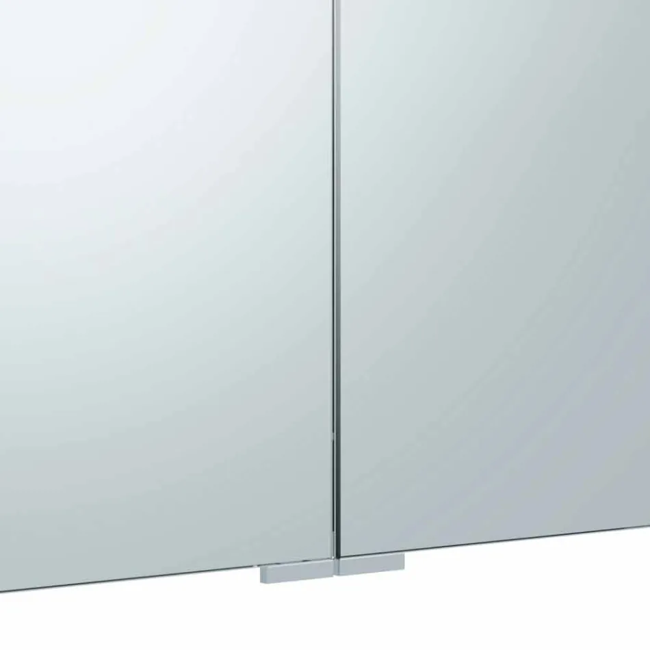 Containerspiegel mit 3 Türen mit 9 Innenregalen und LED-Beleuchtung - Ratsche Viadurini