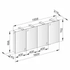 Spiegelbehälter mit 4 Kristalltüren mit 12 Regalen und 4 LED-Leuchten - Maxi Viadurini