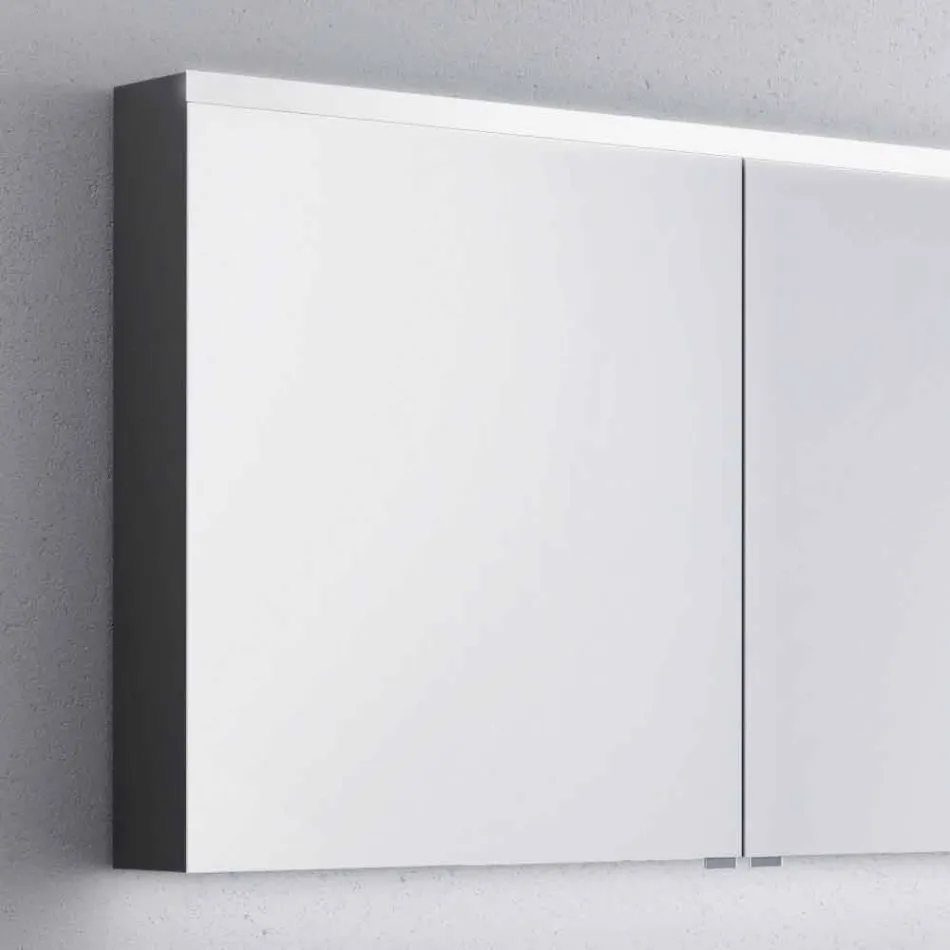 2-türiger Badezimmerspiegel mit LED, modernes Design, Carol Viadurini