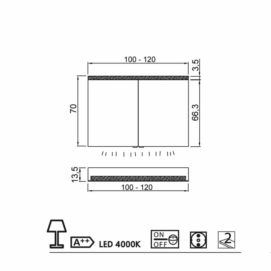 2-türiger Badezimmerspiegel mit LED, modernes Design, Carol Viadurini