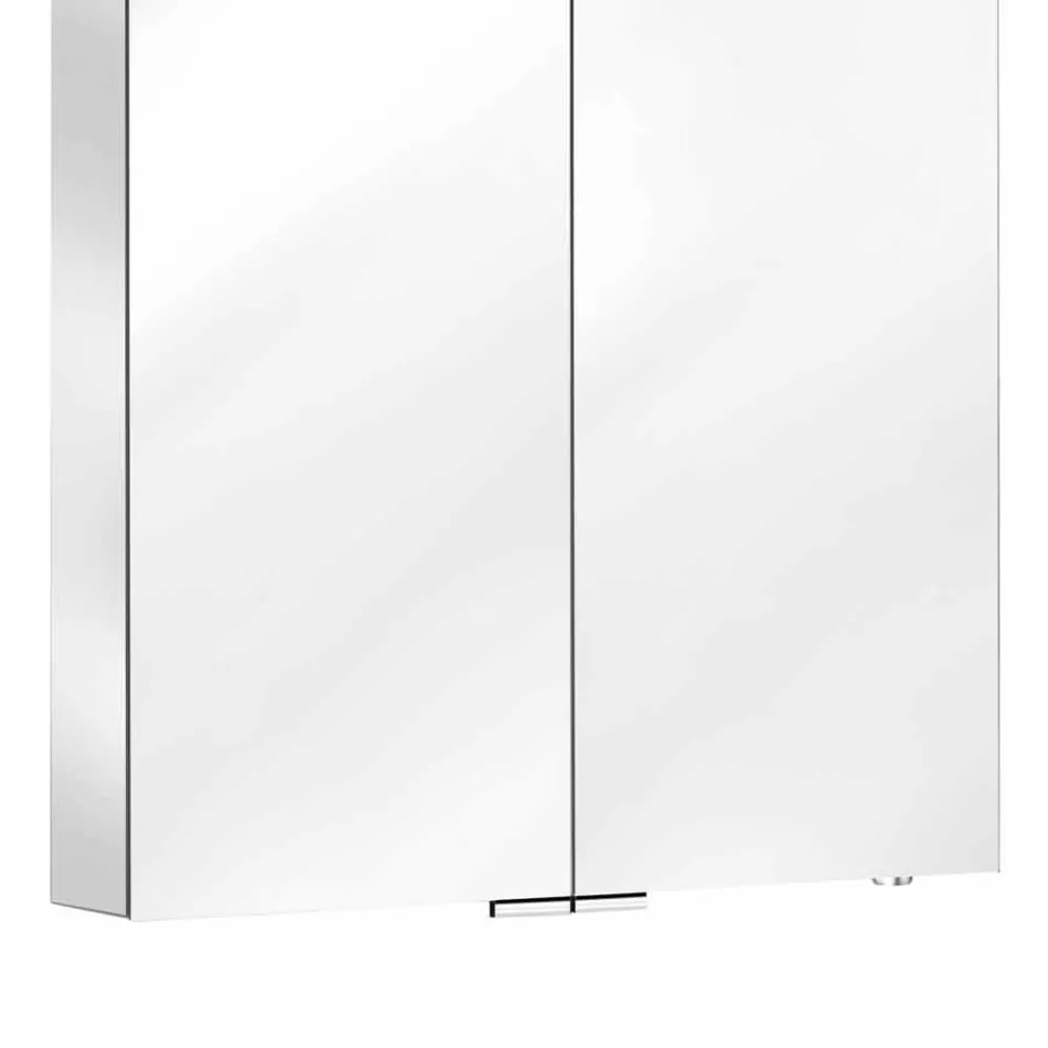 Wandspiegel mit 2 Türen mit LED-Licht und Steckdosen - Bramo Viadurini