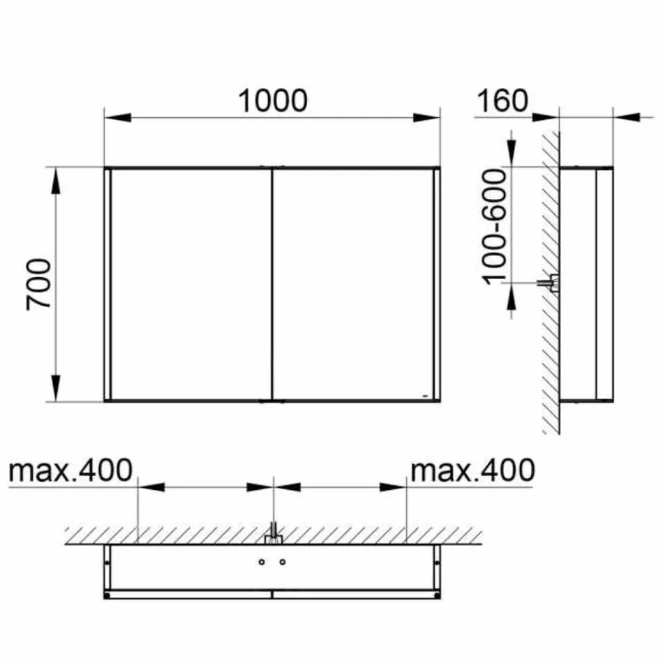 Wandspiegel aus Aluminium mit LED-Beleuchtung - Demon Viadurini