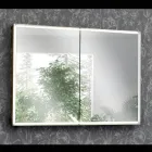 Spiegelbehälter aus Holz mit Doppelspiegel und Lichtern, hergestellt in Italien – Darwin Viadurini