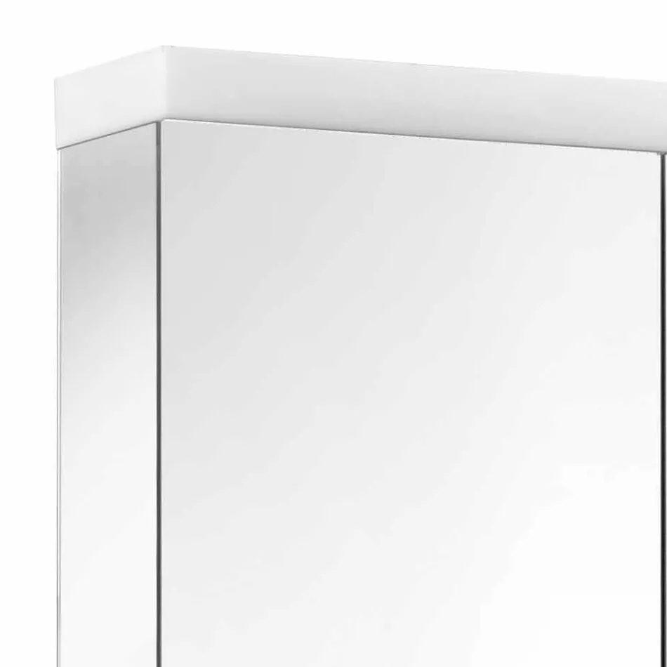 Moderner Containerspiegel mit 2 Türen aus silber lackiertem Aluminium - Alfio Viadurini