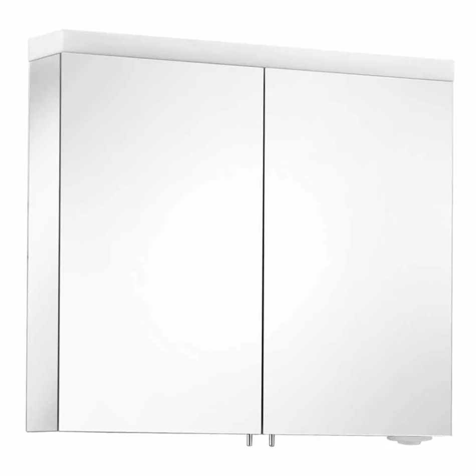 Moderner Containerspiegel mit 2 Türen aus silber lackiertem Aluminium - Alfio Viadurini