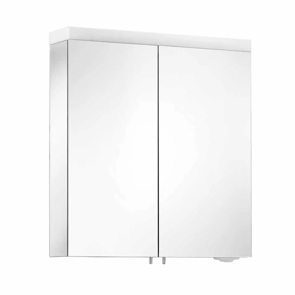 Moderner Containerspiegel mit 2 Türen aus silber lackiertem Aluminium - Alfio Viadurini