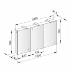 Moderner Containerspiegel mit 3 Kristalltüren und 3 LED-Leuchten - Maxi Viadurini