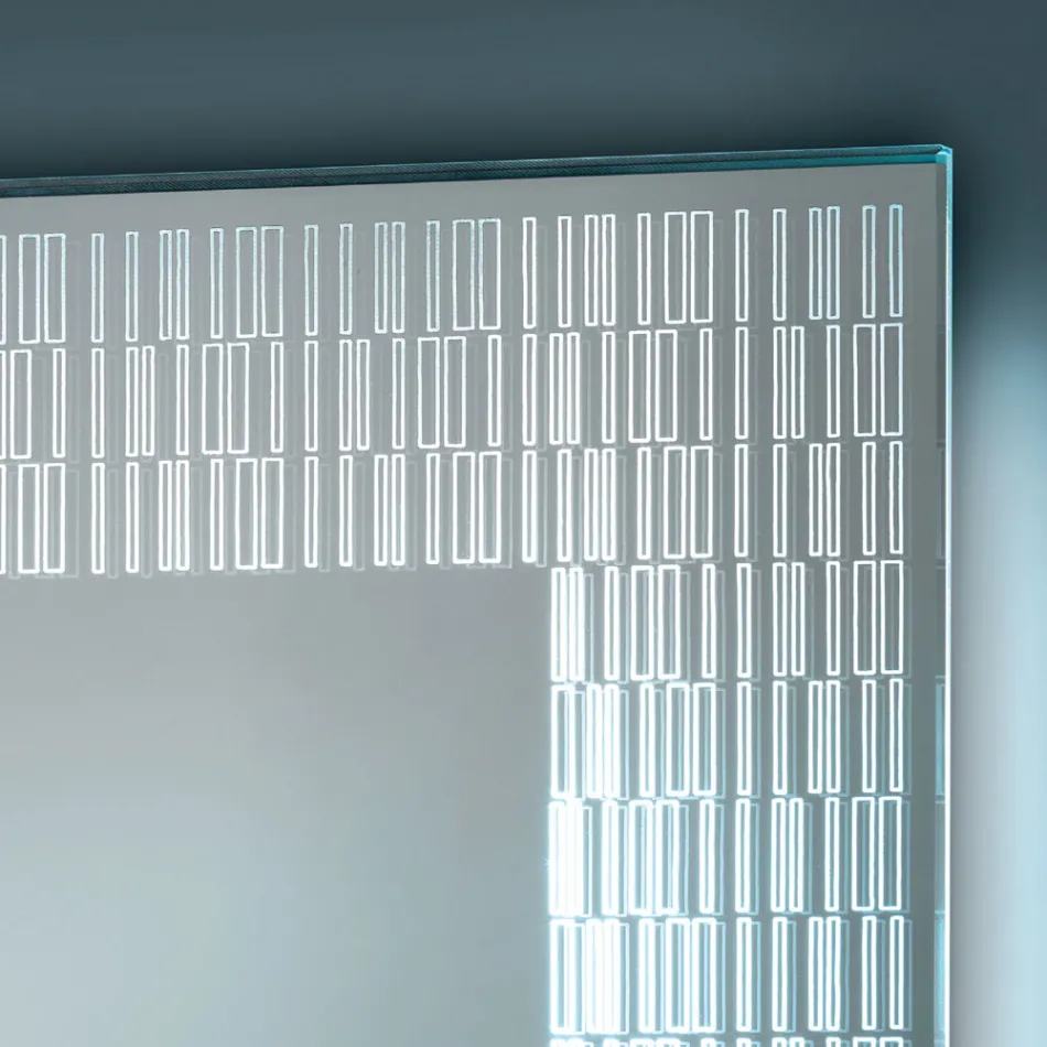 Badezimmerspiegel mit lasergravierten Dekorationen, hergestellt in Italien – Freud Viadurini