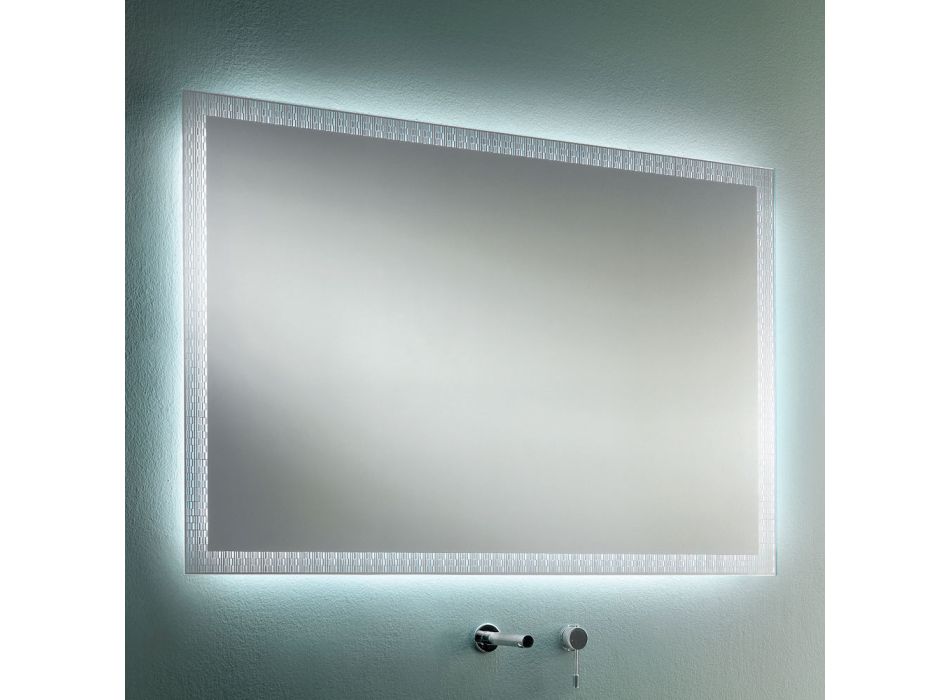Badezimmerspiegel mit lasergravierten Dekorationen, hergestellt in Italien – Freud Viadurini
