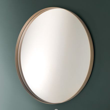 Runder Badezimmerspiegel mit Metallrahmen, hergestellt in Italien – Cleopatra Viadurini