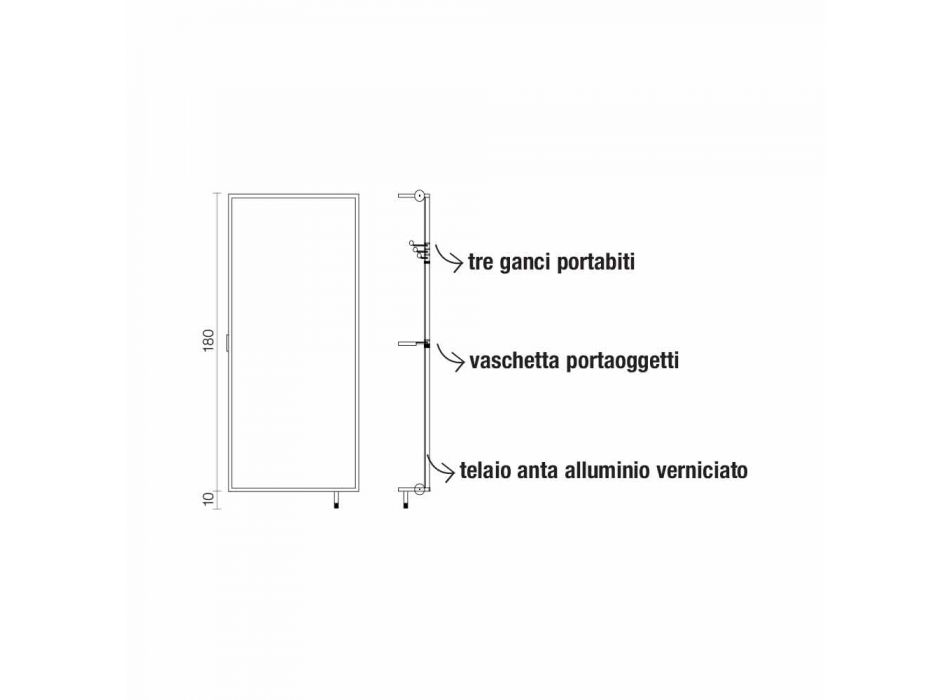 Wandspiegel mit öffnender Tür und Kleiderhaken Made in Italy - Boro Viadurini