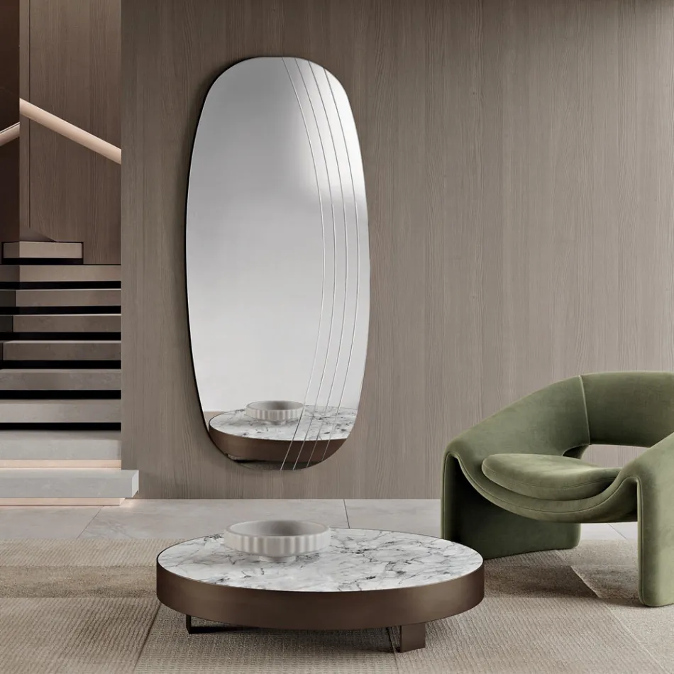 Arabella Wandspiegel mit Gravuren, hergestellt in Italien Viadurini