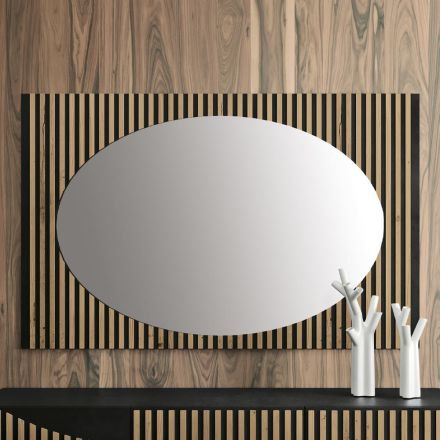 Ovaler Wandspiegel mit vertikaler Lamellenhalterung, hergestellt in Italien – Anne Viadurini