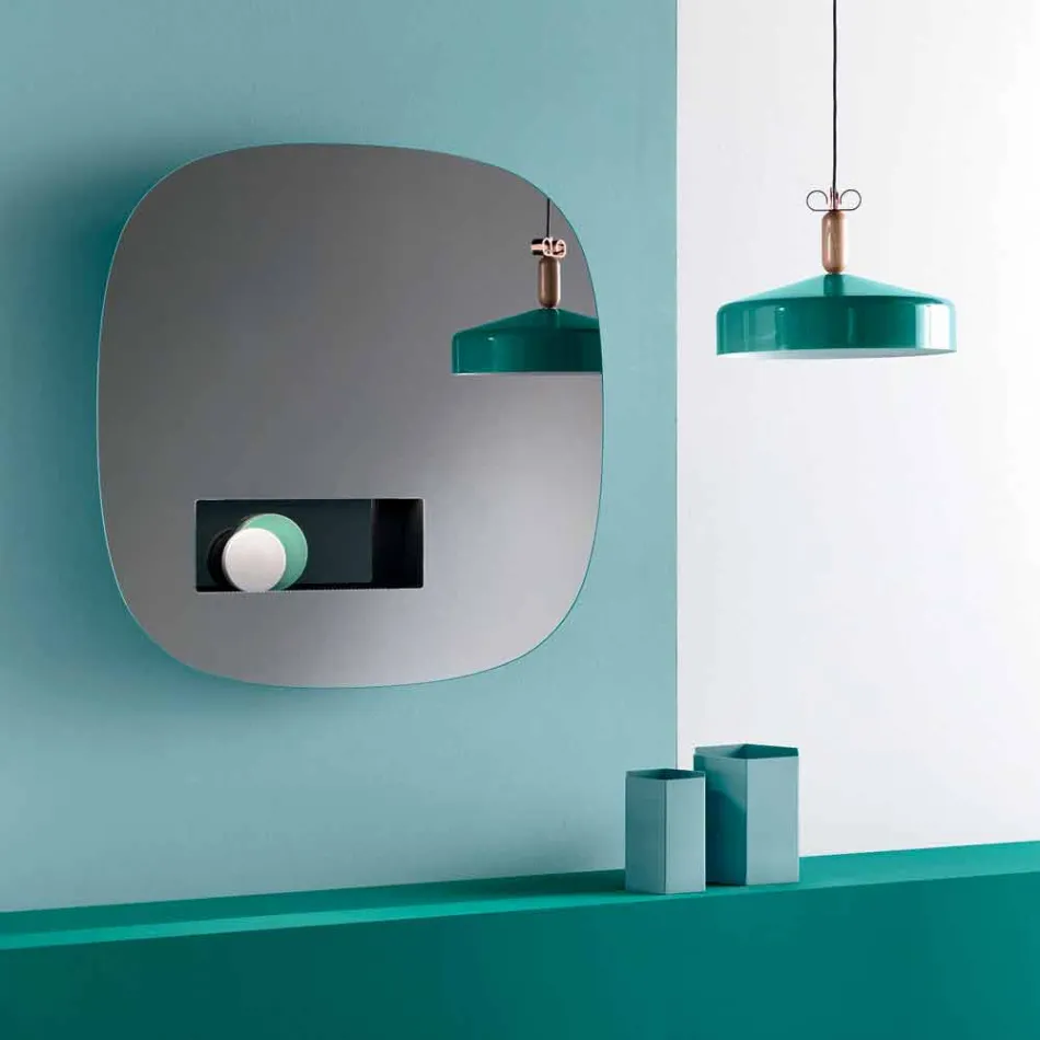 Dekorativer Wandspiegel in Rauchoptik mit schwarzem Designfach - Matrix Viadurini