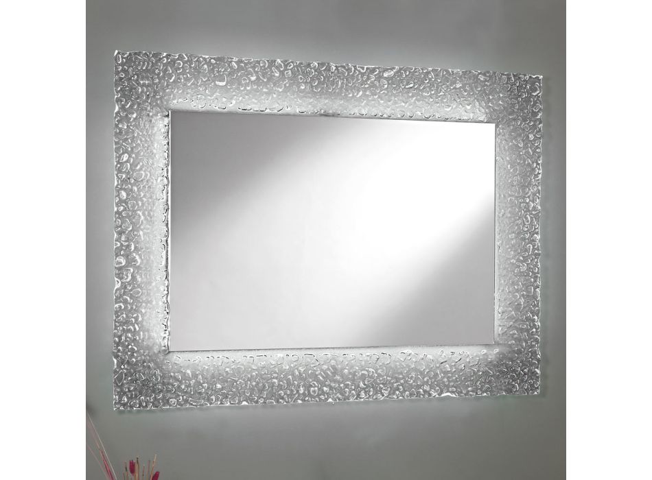 Dekorativer Wandspiegel mit Glasrahmen und luxuriösem LED-Licht - Attimo Viadurini