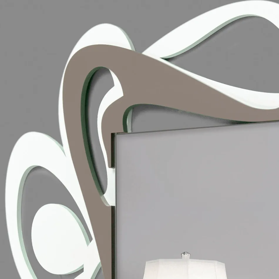 Großer dekorativer Wandspiegel im modernen Design in Weiß und Kakao – Bocchio Viadurini