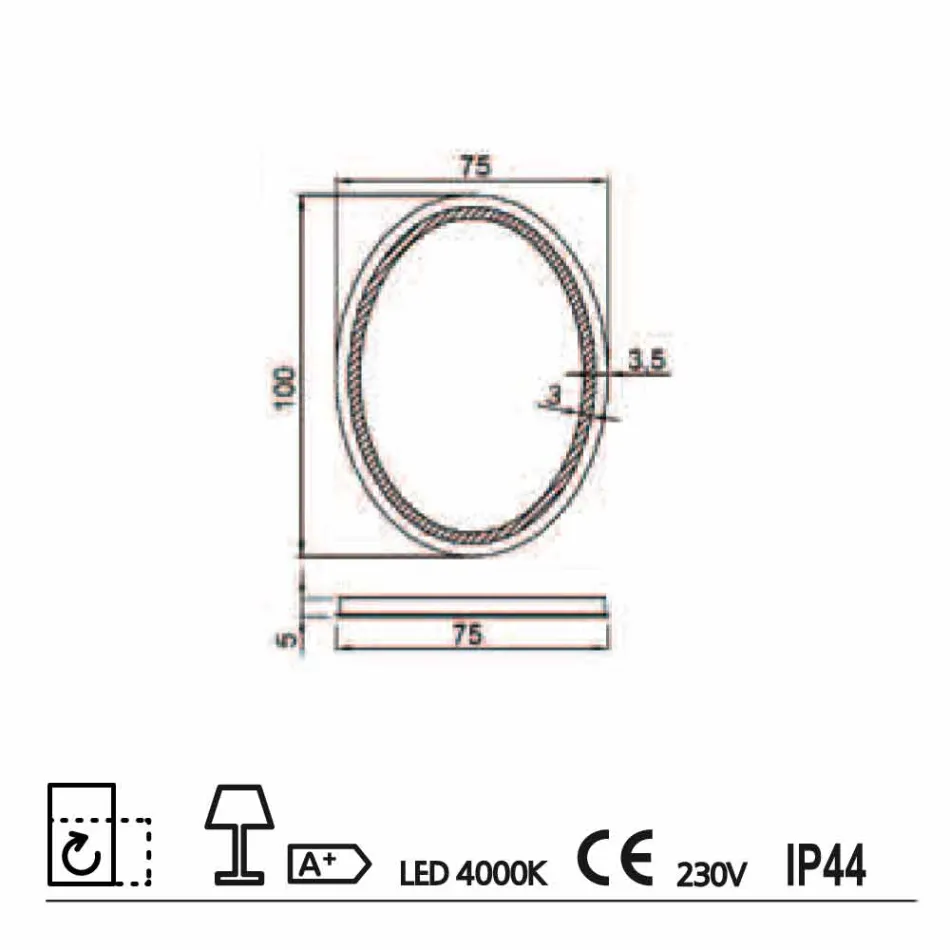 Modernes Design-Spiegel mit Pura Badezimmer LED-Beleuchtung Viadurini