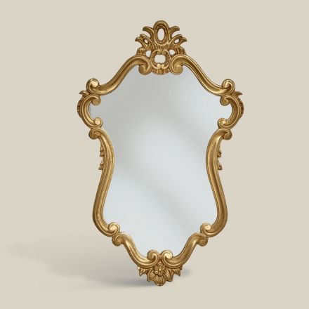 Luxuriös geformter Spiegel mit Blattgoldrahmen Made in Italy - Precious Viadurini