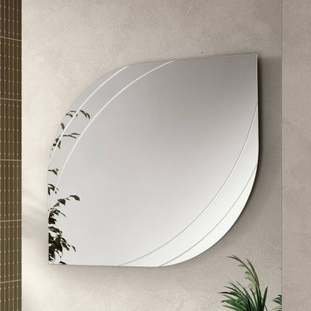 Glasspiegel mit Gravuren in zwei Größen und Farben, hergestellt in Italien - Vela Viadurini