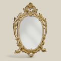 Klassischer ovaler Spiegel aus Blattgold und Blattsilber Made in Italy - Vanessa