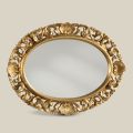 Ovaler Spiegel mit perforiertem Holzrahmen aus Blattgold Made in Italy - Florence