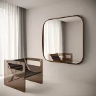 Quadratischer Spiegel mit Holzrahmen, hergestellt in Italien - Vespera Viadurini