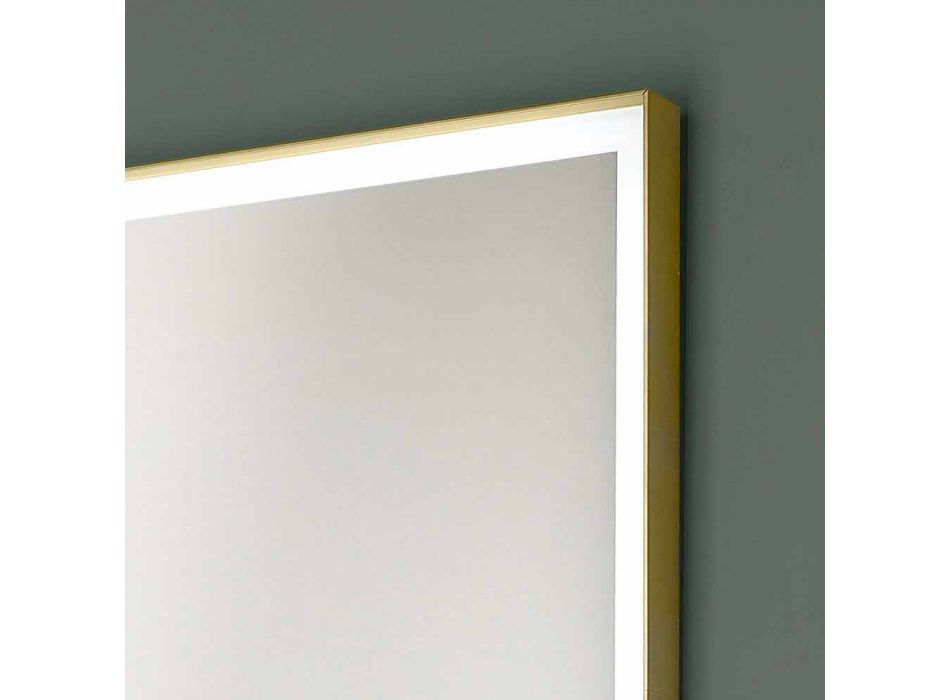 Rechteckiger Wandspiegel Metallrahmen verschiedene Farben und LED-Licht - Renga Viadurini