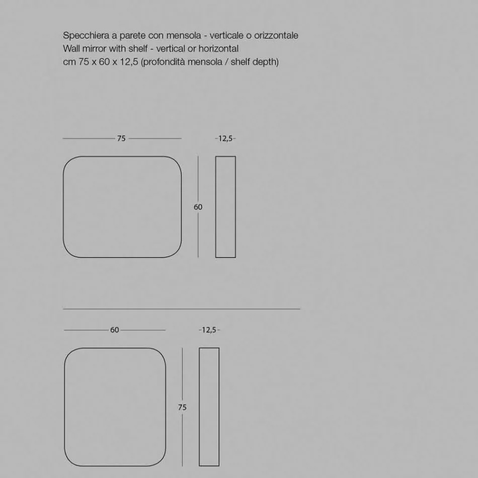 Abgerundeter rechteckiger Spiegel mit Metallrahmen Verschiedene Farben - Alexandra Viadurini
